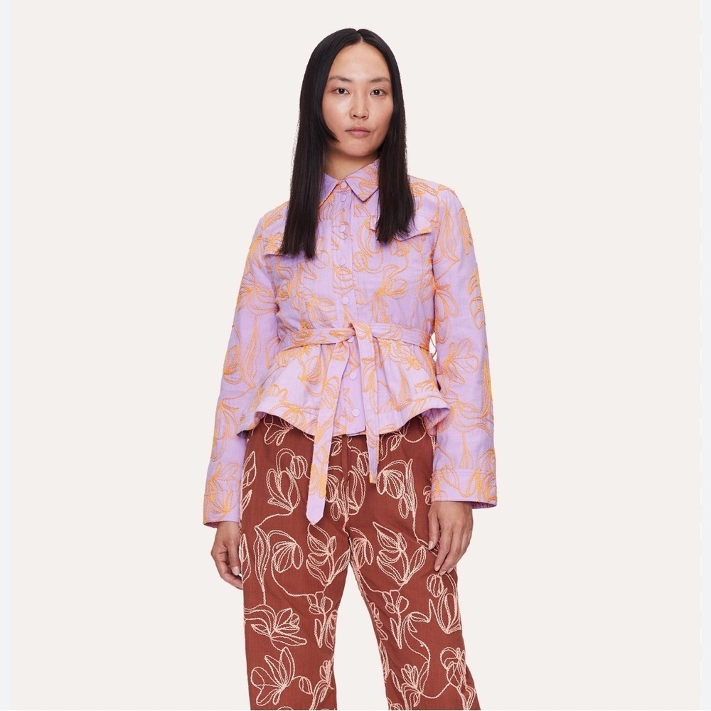 Stine Goya Idris Peplum Jacket Life of a Tulip Embroidered Belted Large
